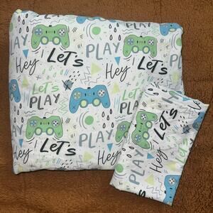 Video Game Twin Fitted Sheet & Pillowcase Set Game Controller Let’s Play Bedding